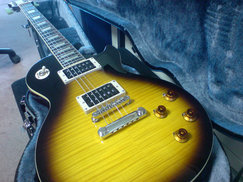 The Epiphone Slash Les Paul in its smart hard case